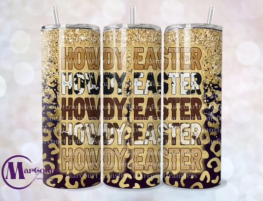 HOWDY EASTER LEOPARD GLITTER-SKINNY TUMBLER TRANSFER (SUBLIMATION)
