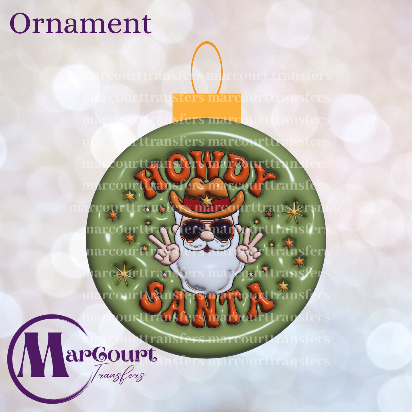 HOWDY SANTA ORNAMENT-UV DTF CUP WRAP