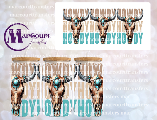 HOWDY SKULL HEADS-16 0Z-UV DTF CUP WRAP