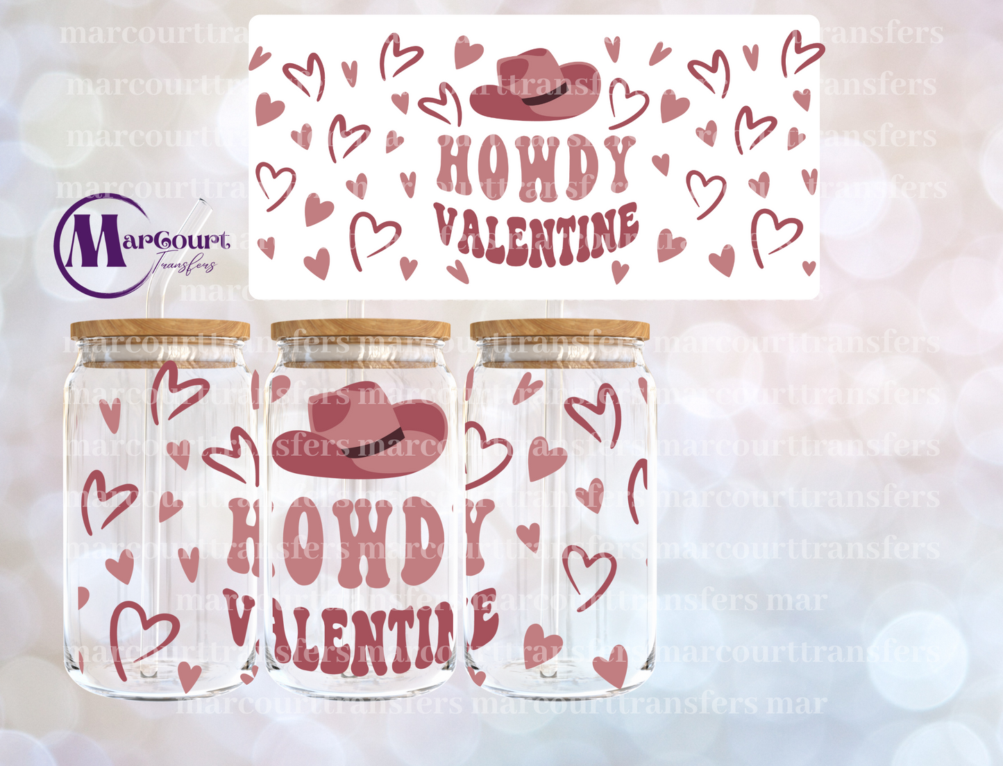 HOWDY VALENTINE-16 0Z-UV DTF CUP WRAP