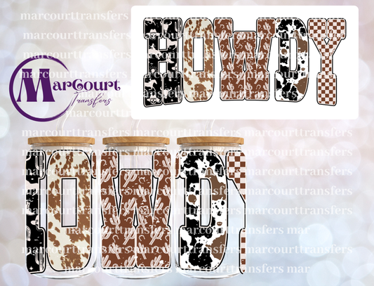 HOWDY WESTERN PRINT- 16 0Z-UV DTF CUP WRAP