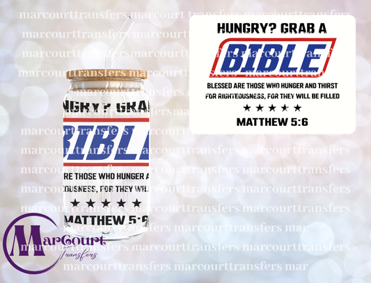 HUNGRY GRAB A BIBLE BLACK-UV DTF CUP WRAP