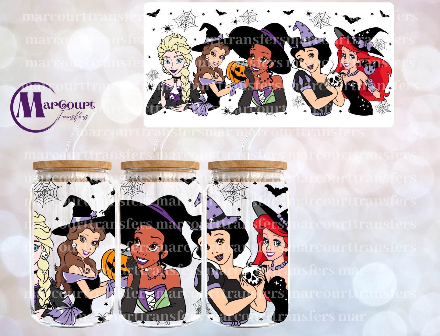 HALLOWEEN PRINCESSES-16 0Z-UV DTF CUP WRAP