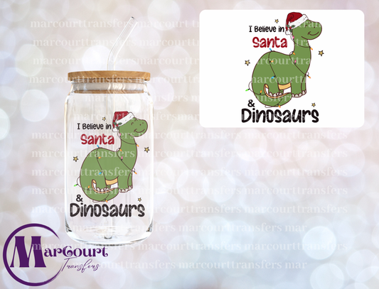 I BELIEVE IN SANTA AND DINOSAURS-DECAL-UV DTF CUP WRAP