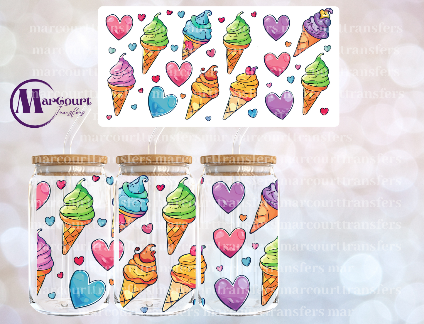 ICE CREAM FUN-16 0Z-UV DTF CUP WRAP