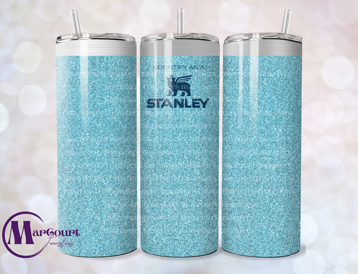 I IDENTIFY AS A STANLEY LIGHT BLUE-SKINNY TUMBLER TRANSFER