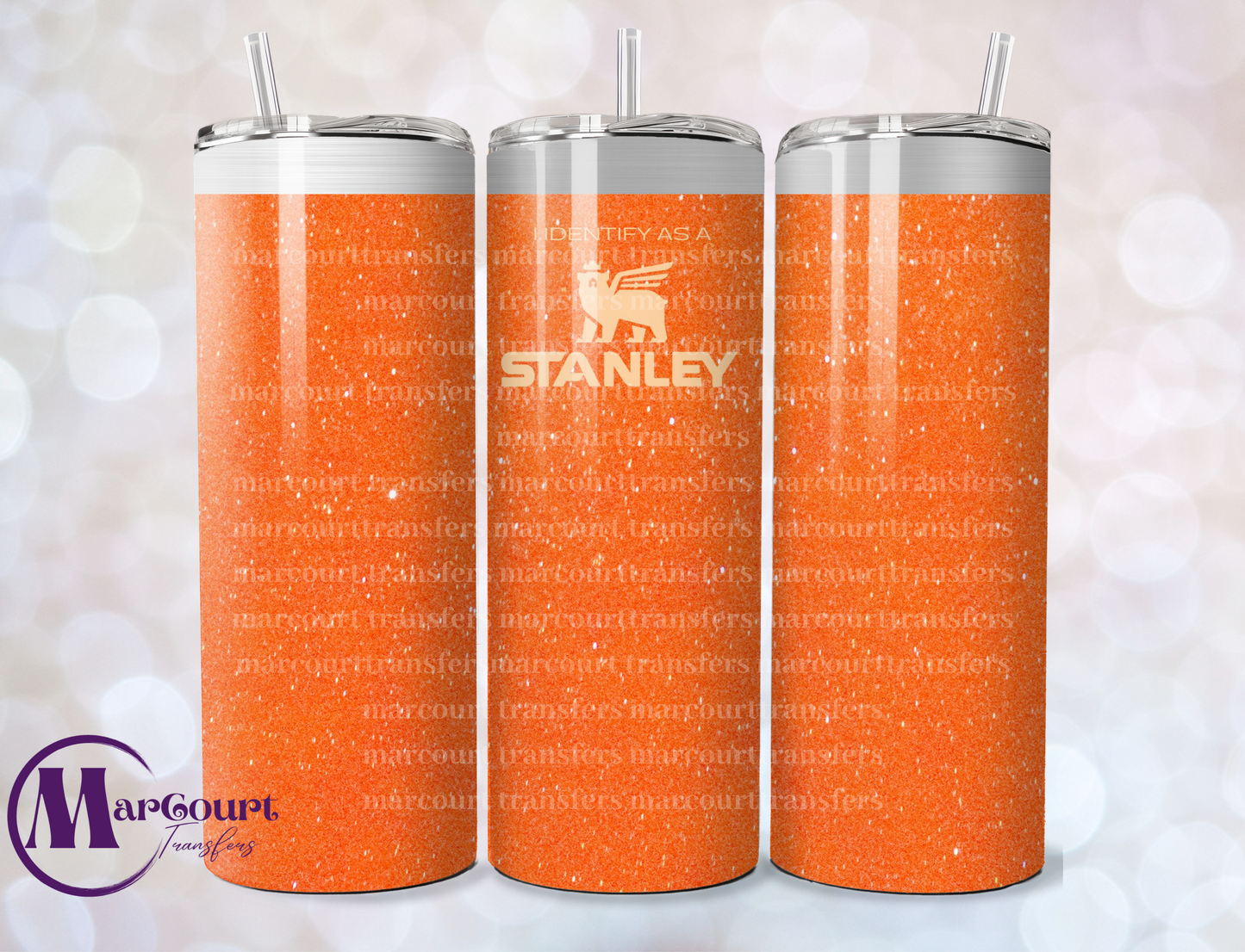 I IDENTIFY AS A STANLEY ORANGE GLITTER-VINYL SKINNY TRANSFER