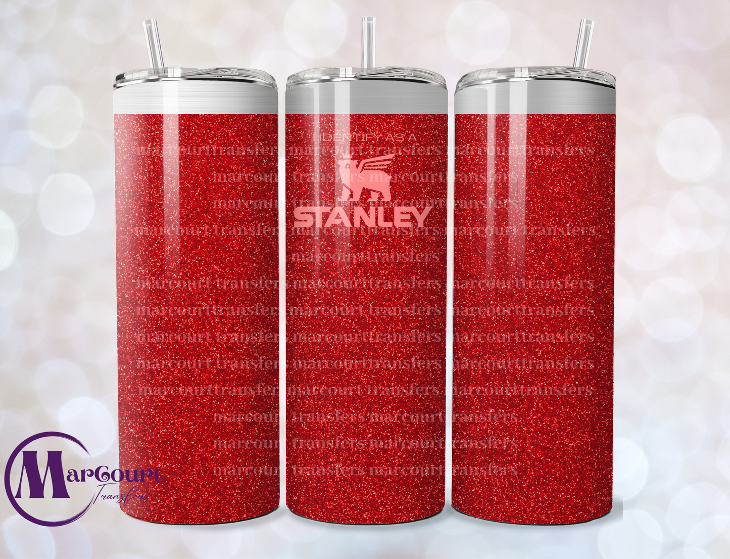 I IDENTIFY AS A STANLEY RED GLITTER-SKINNY TUMBLER TRANSFER