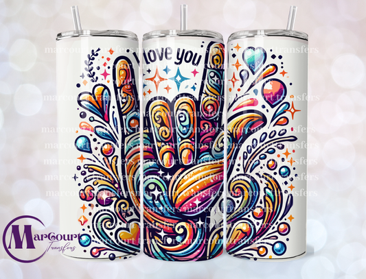 I LOVE YOU ASL 20-SKINNY TUMBLER TRANSFER