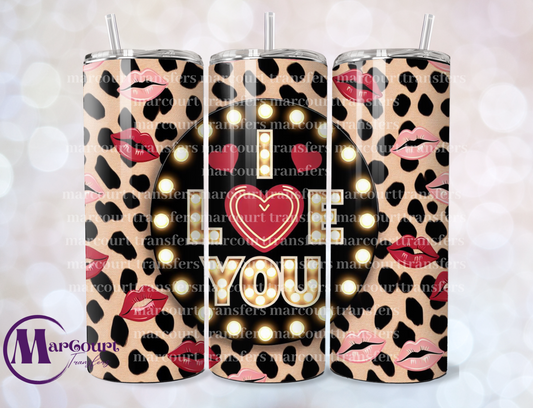 I LOVE YOU BLACK CHEETAH PRINT-SKINNY TUMBLER TRANSFER