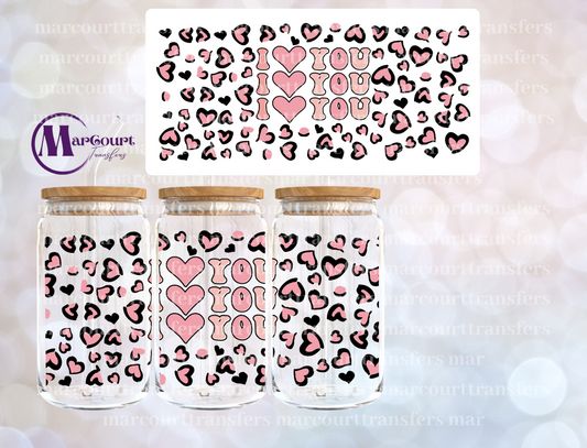 I LOVE YOU CHEETAH HEARTS-16 0Z-UV DTF CUP WRAP