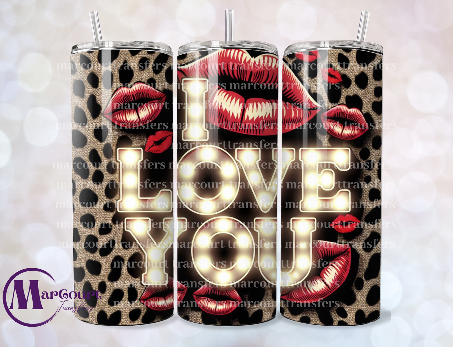 I LOVE YOU LIPS CHEETAH-SKINNY TUMBLER TRANSFER