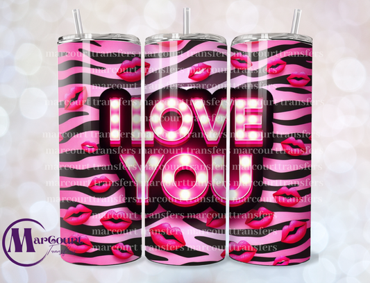 I LOVE YOU ZEBRA PATTERN PINK-SKINNY TUMBLER TRANSFER