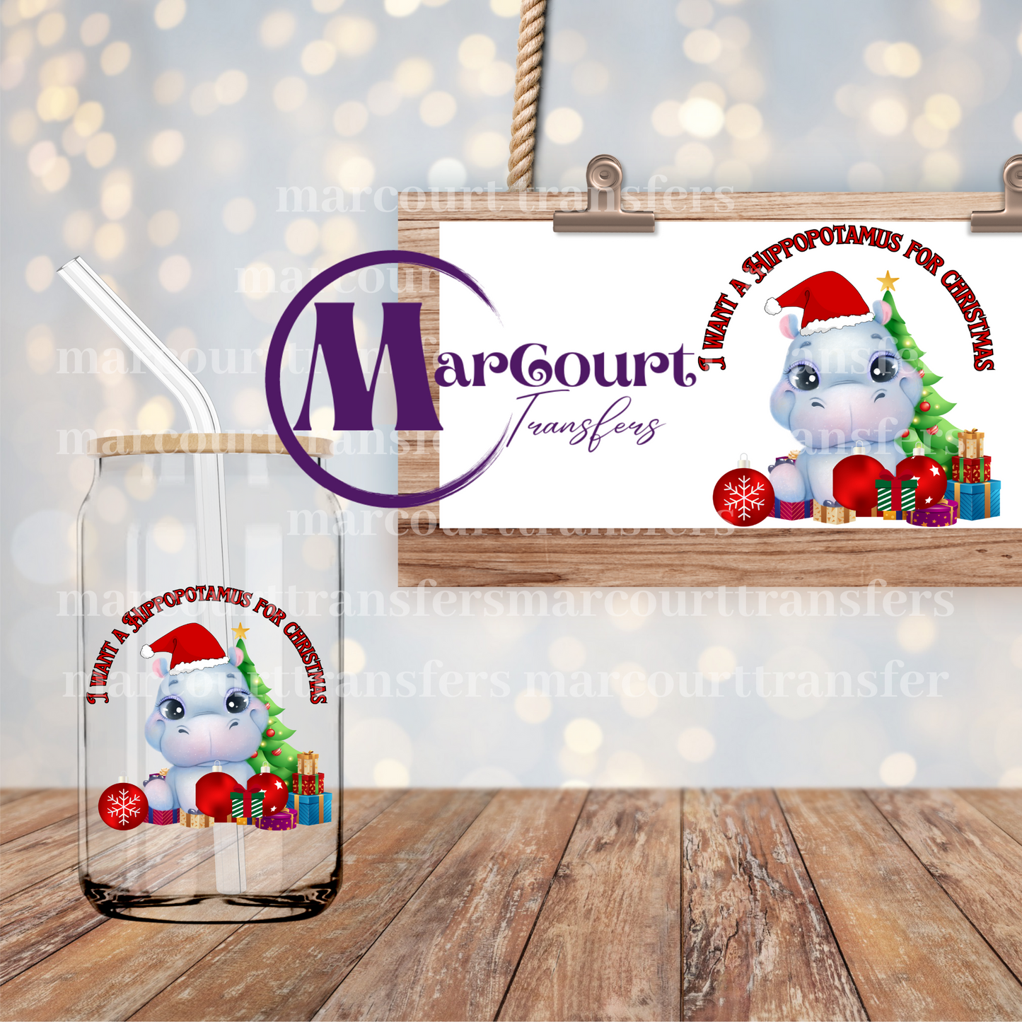 I WANT A HIPPOPOTAMUS FOR CHRISTMAS-DECAL-UV DTF CUP WRAP