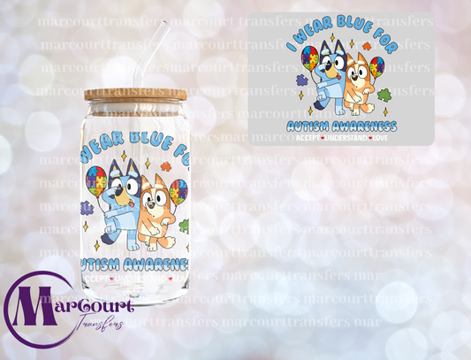 I WEAR BLUE FOR AUTISM AWARENESS BLUEY 2-DECAL-UV DTF CUP WRAP