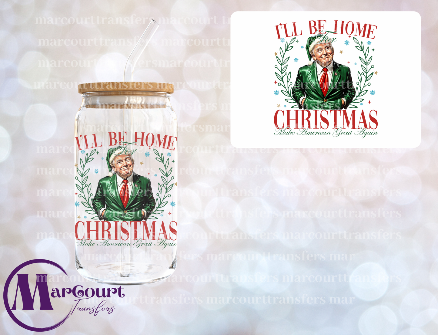 I'LL BE HOME FOR CHRISTMAS TRUMP-DECAL-UV DTF CUP WRAP