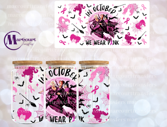 IN OCTOBER WE WEAR PINK HOCUS POCUS-16 0Z-UV DTF CUP WRAP