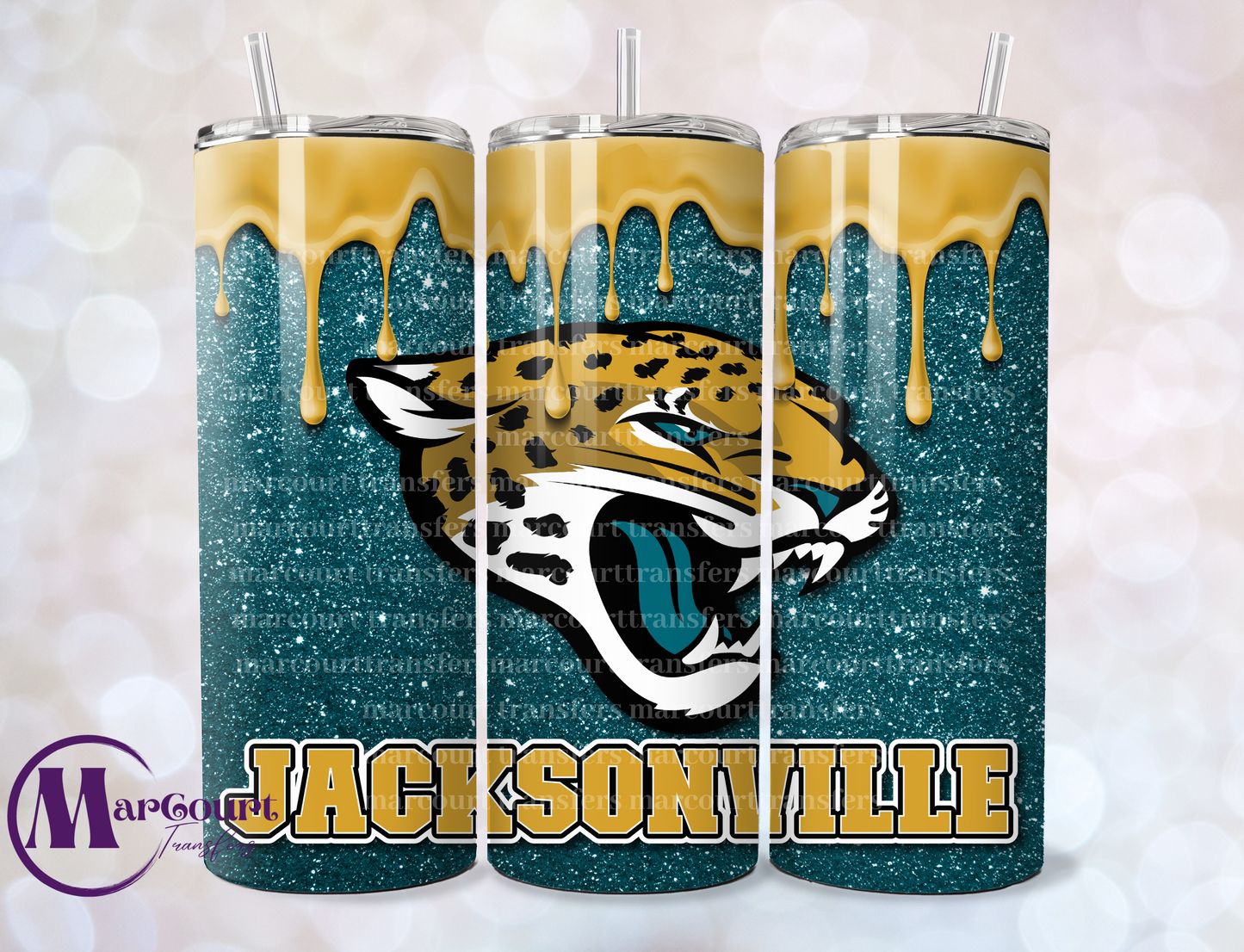 JACKSONVILLE JAGUARS DRIP-20-SKINNY SUBLIMATION TUMBLER TRANSFER
