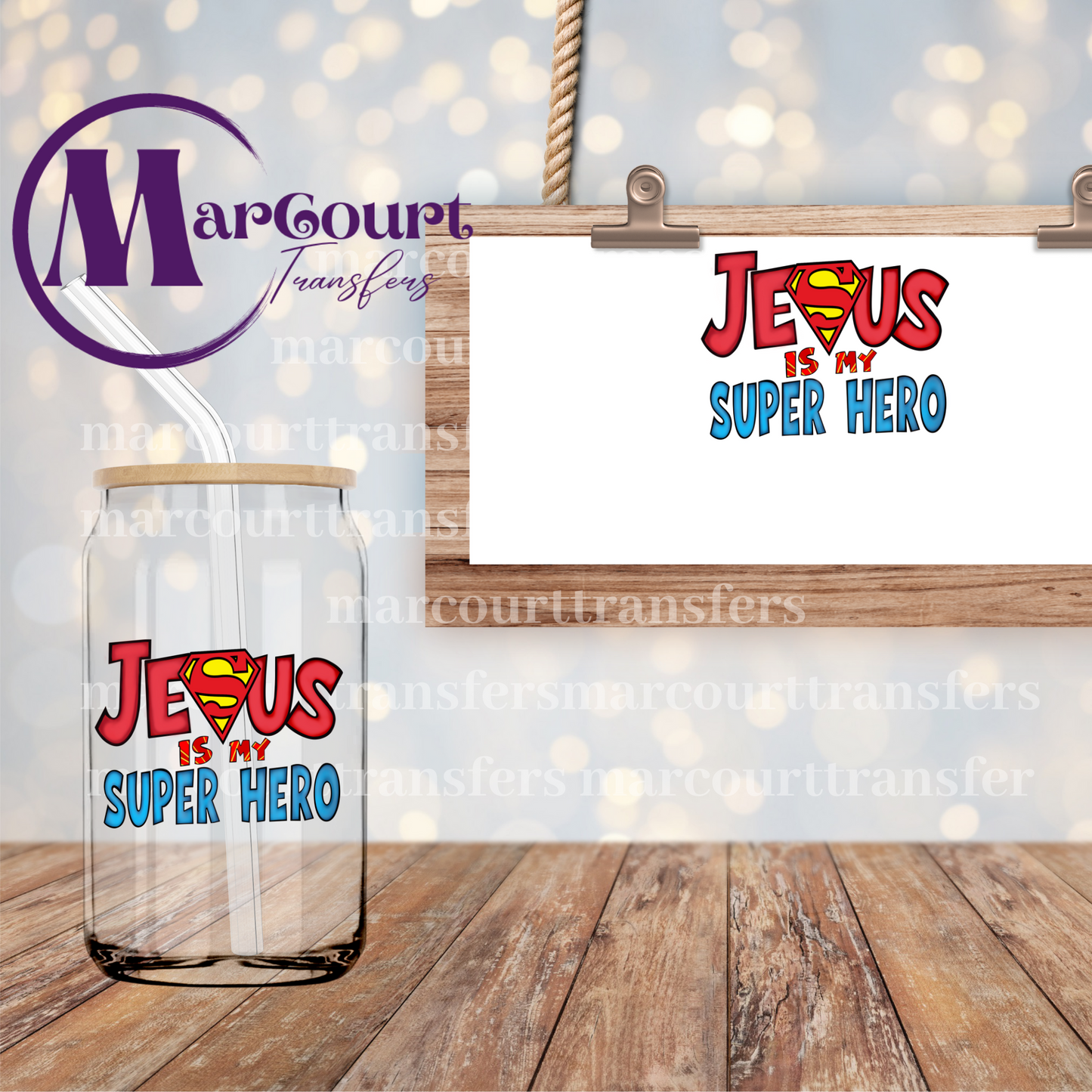 JESUS IS MY SUPERHERO DECAL-UV DTF CUP WRAP