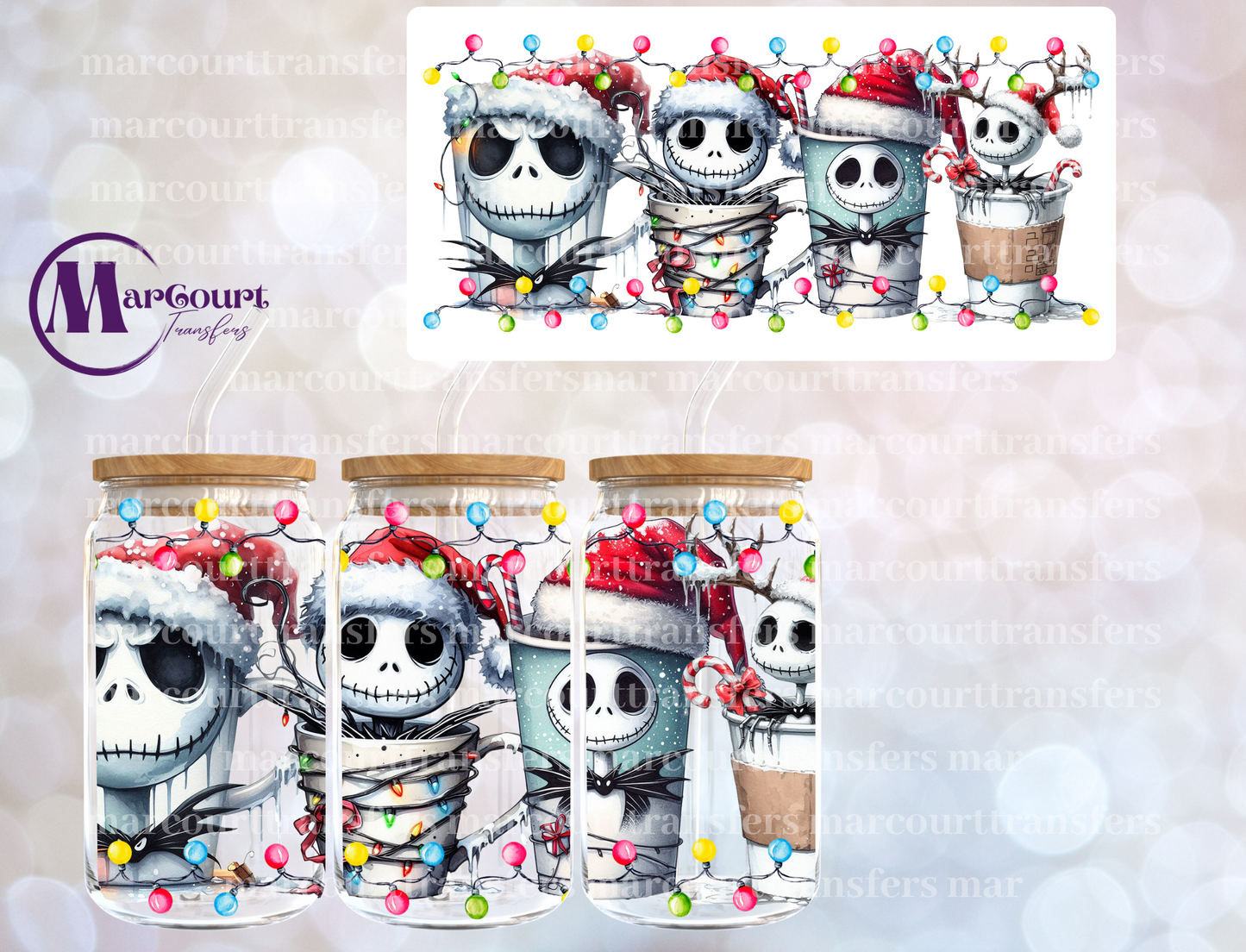 JACK SKELLINGTON CHRISTMAS COFFEE-16 0Z-UV DTF CUP WRAP