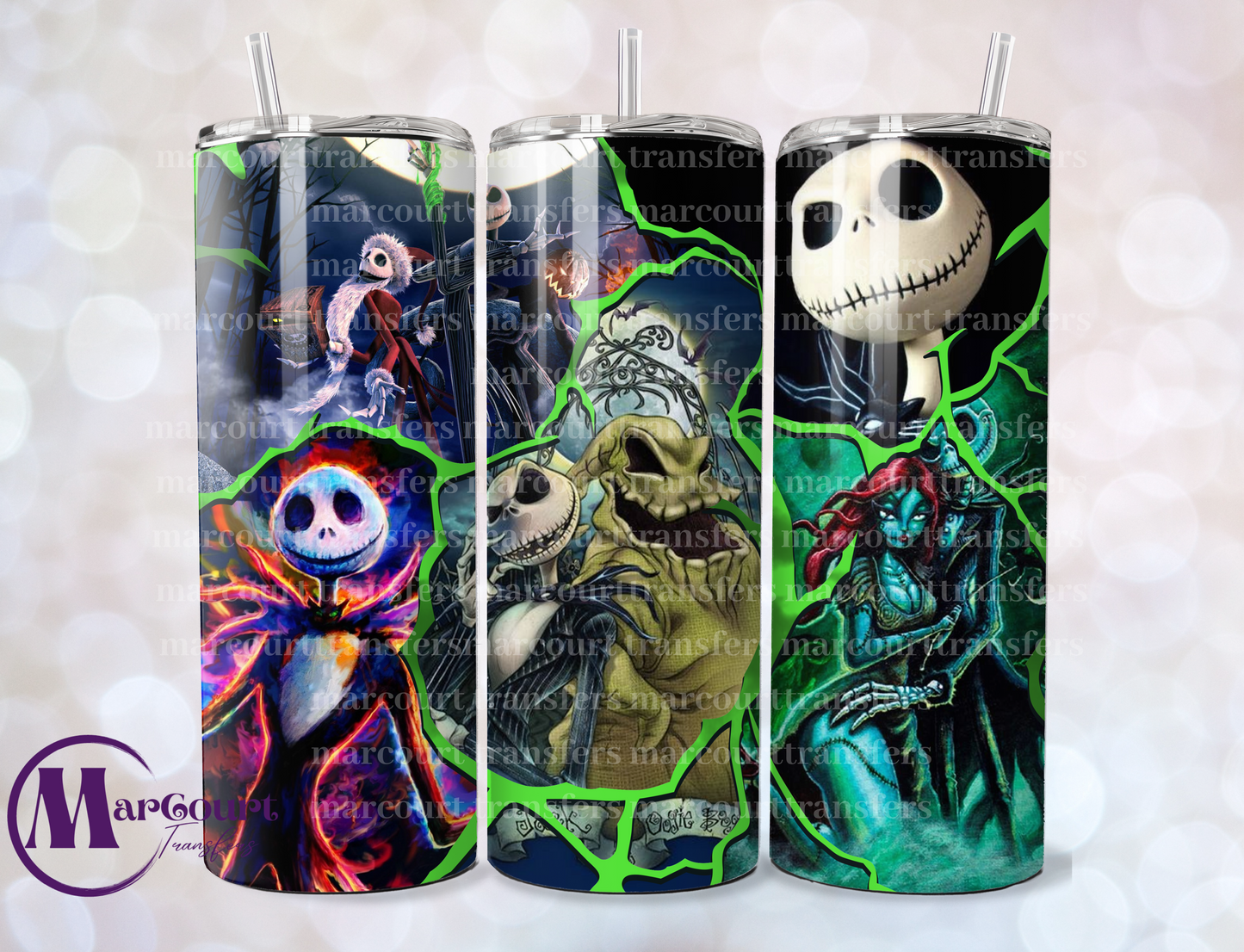 JACK SKELLINGTON ELECTRIC GREEN-SKINNY TUMBLER TRANSFER