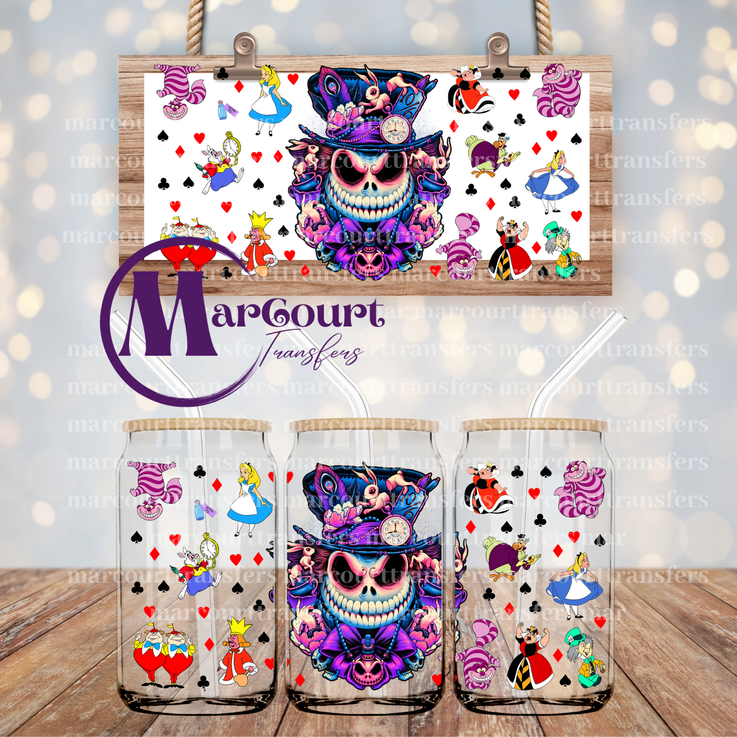 JACK AND ALICE IN WONDERLAND-16 0Z-UV DTF CUP WRAP