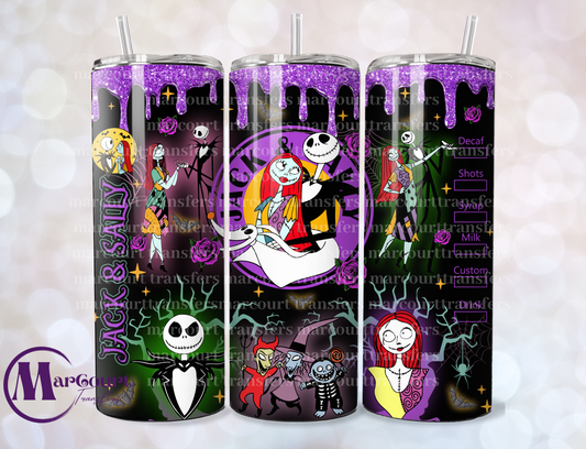 JACK AND SALLY PURPLE DRIP-SKINNY TUMBLER TRANSFER