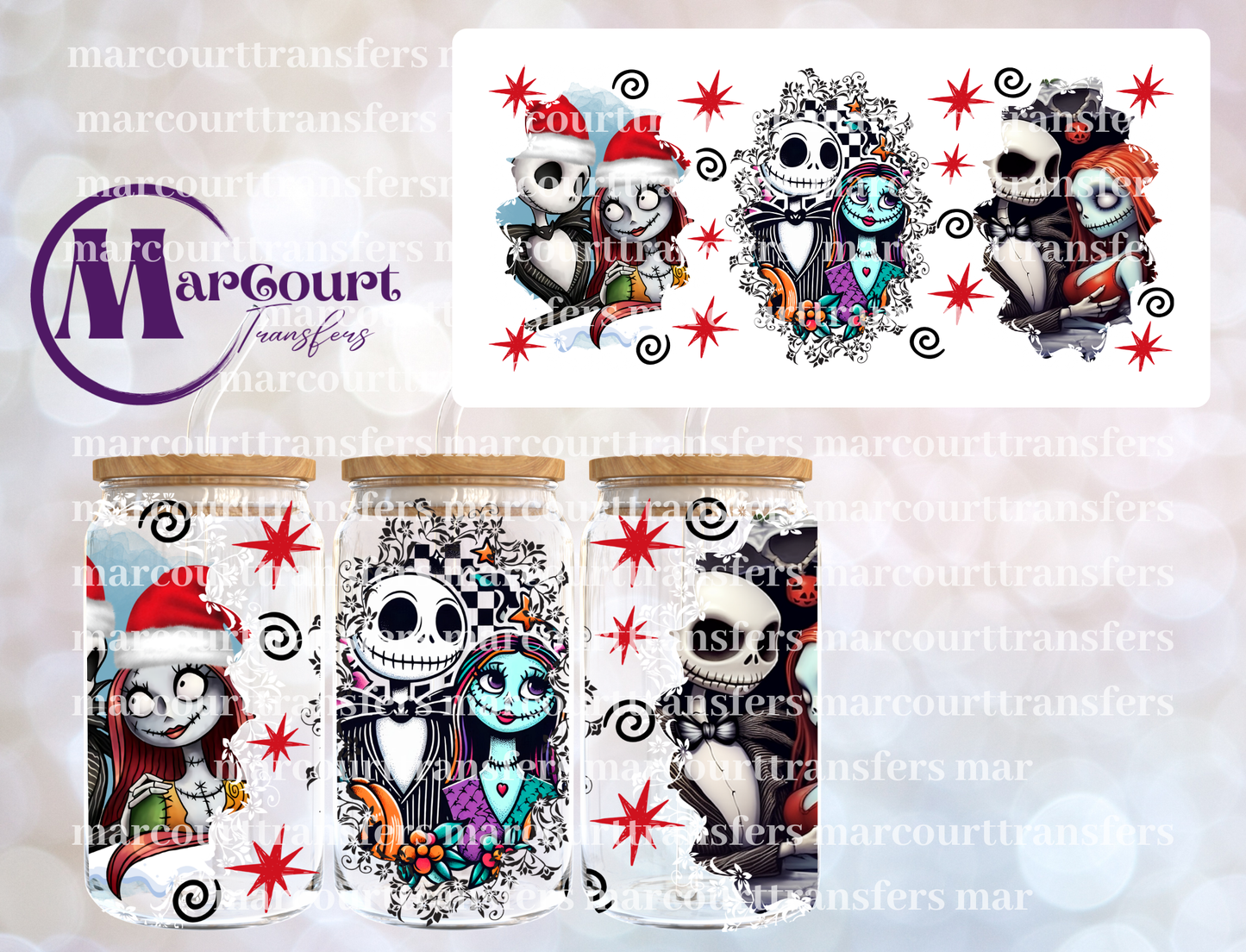 JACK AND SALLY'S NIGHTMARE-16 0Z-UV DTF CUP WRAP