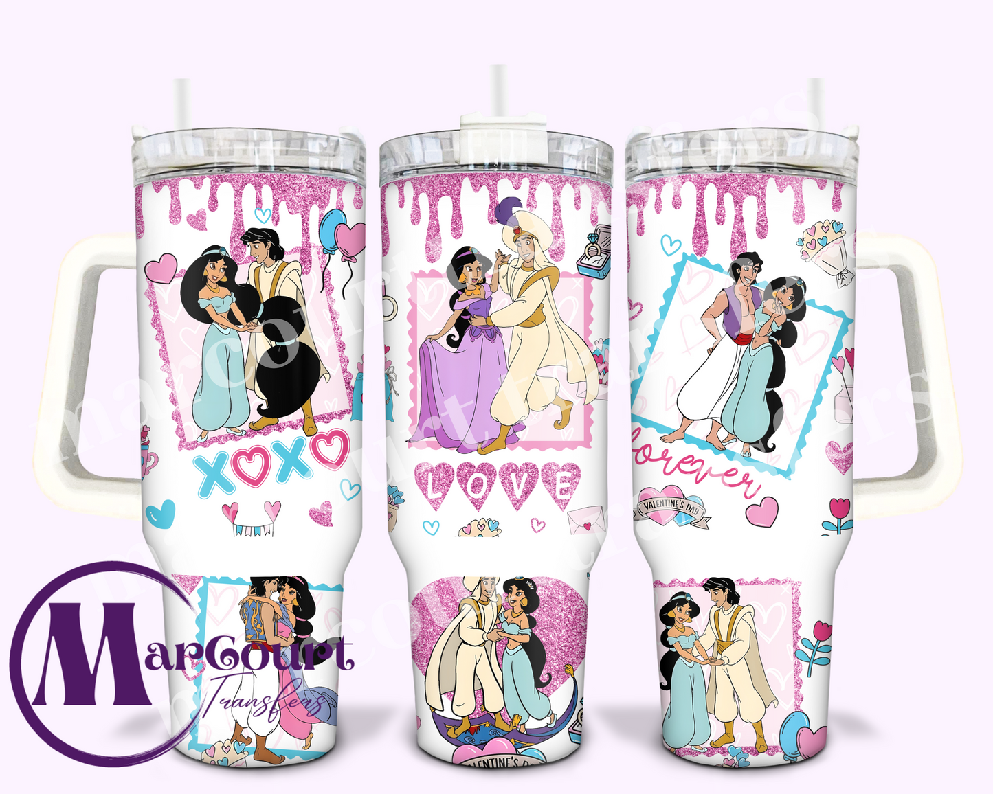 JASMINE AND ALADDIN VALENTINE-40 0Z-UV DTF CUP WRAP