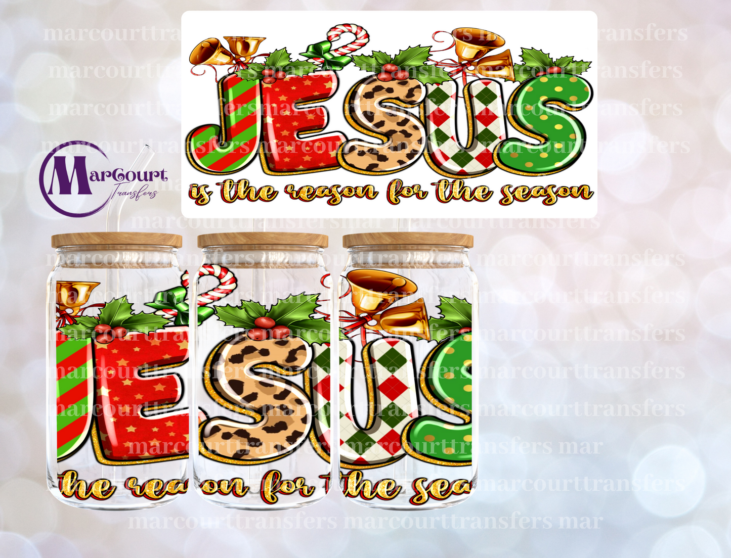 JESUS IS THE REASON FOR THE SEASON-16 0Z-UV DTF CUP WRAP