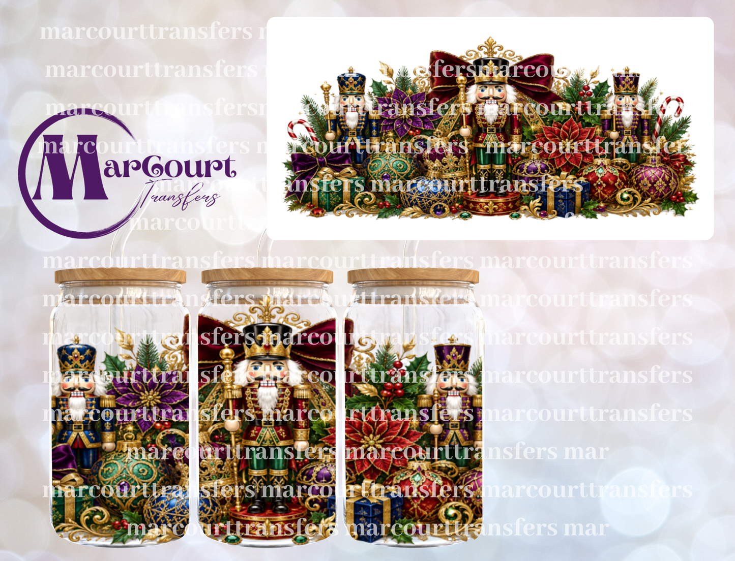 JEWELED NUTCRACKER-16 0Z-UV DTF CUP WRAP