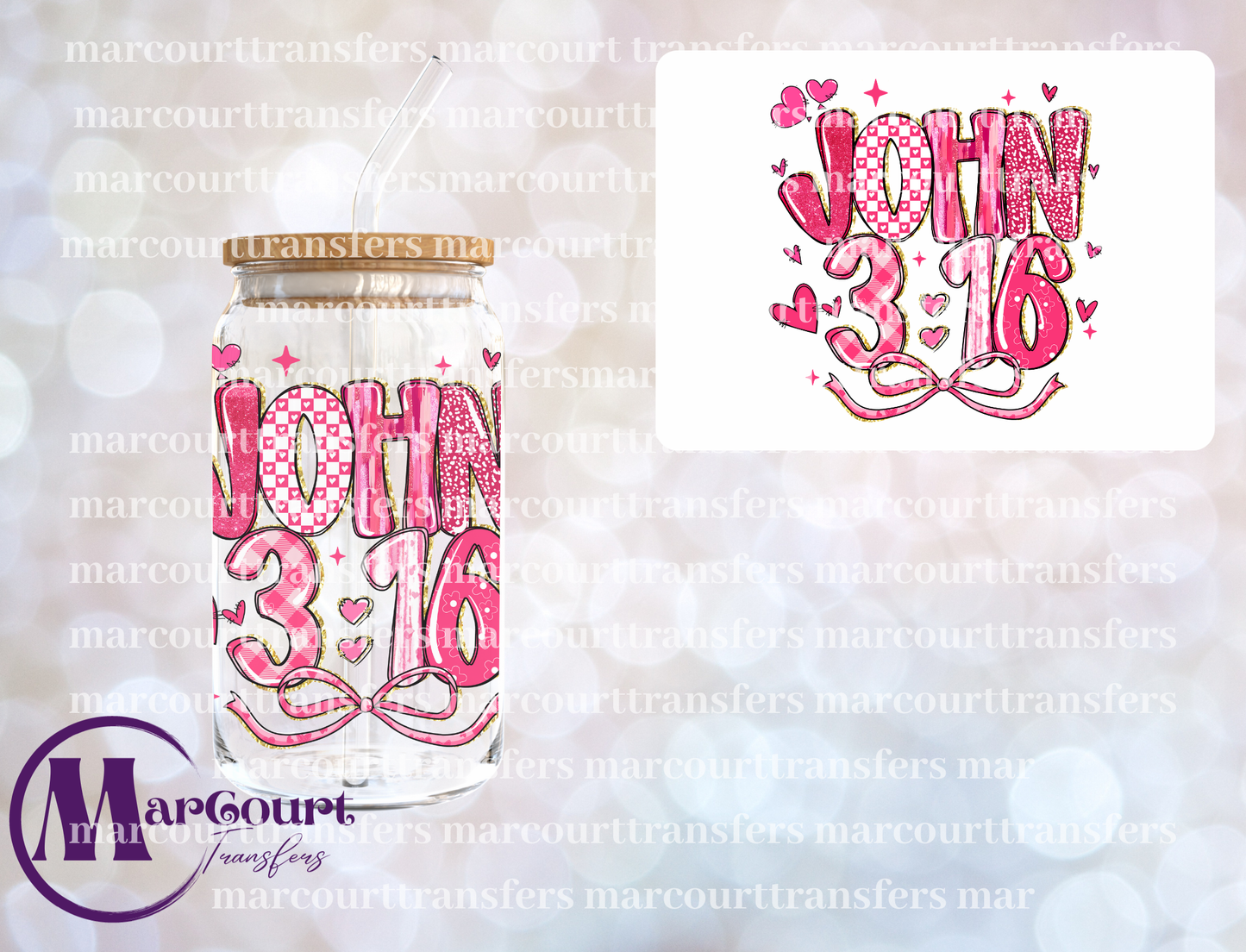 JOHN 3:16 GLITTER OUTLINE-DECAL-UV DTF CUP WRAP