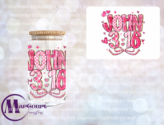 JOHN 3:16 GLITTER OUTLINE-DECAL-UV DTF CUP WRAP