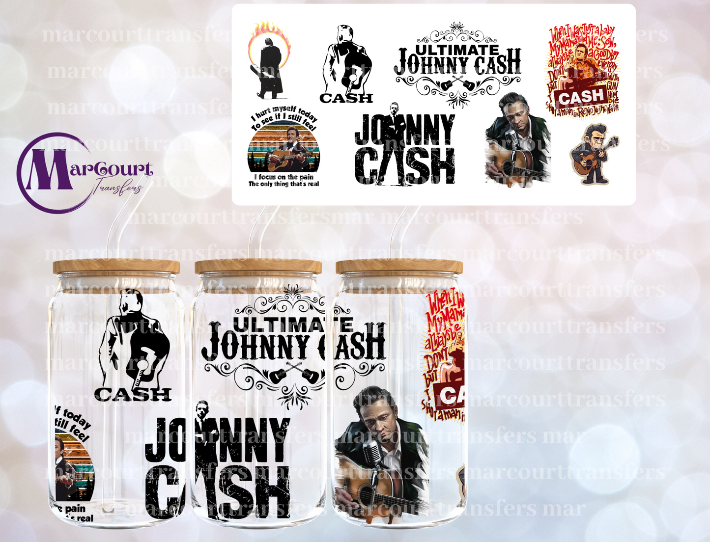 JOHNNY CASH-16 0Z-UV DTF CUP WRAP