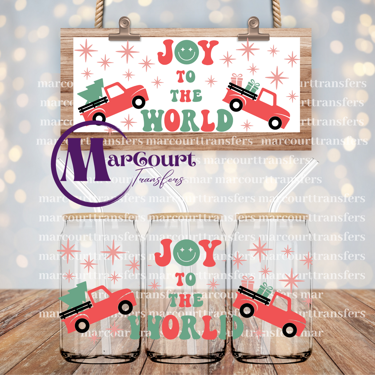 JOY TO THE WORLD-16 0Z-UV DTF CUP WRAP