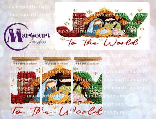 JOY TO THE WORLD FAUX YARN-16 0Z-UV DTF CUP WRAP