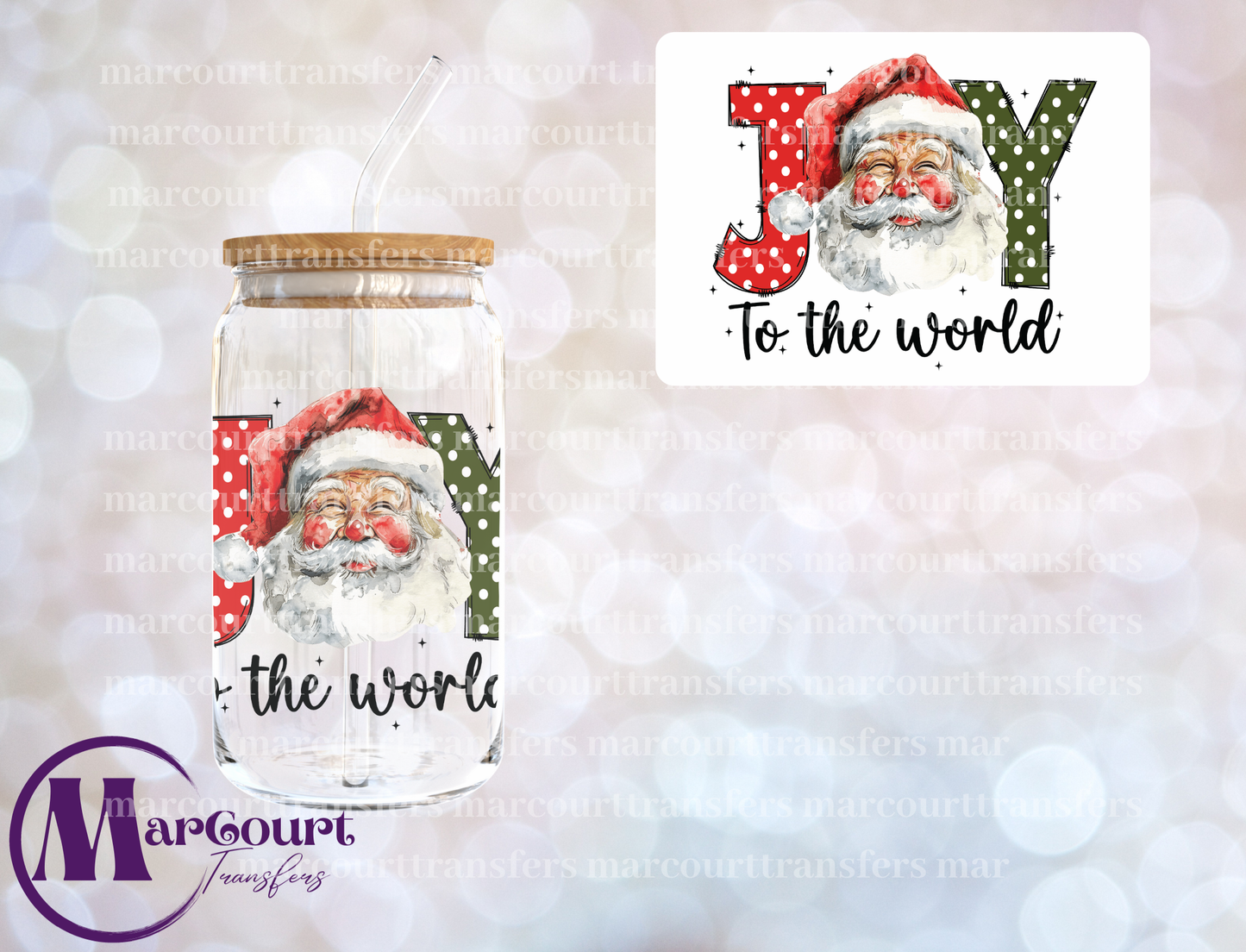 JOY TO THE WORLD VINTAGE SANTA-DECAL-UV DTF CUP WRAP