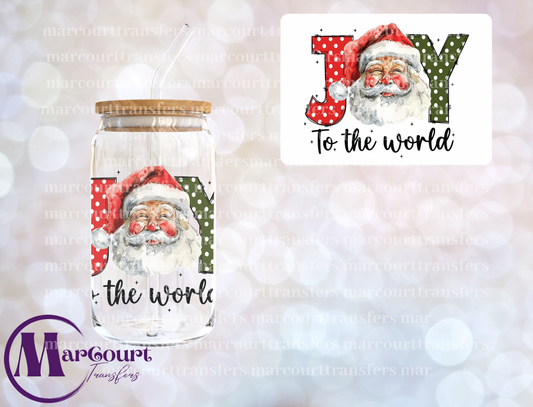 JOY TO THE WORLD VINTAGE SANTA-DECAL-UV DTF CUP WRAP