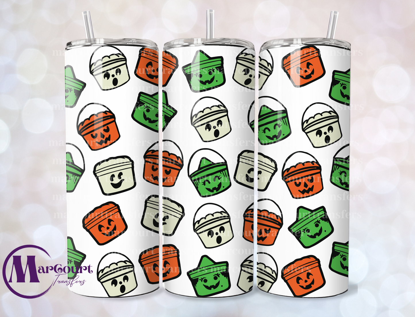 BOO BUCKETS WHITE BACKGROUND-SKINNY TUMBLER TRANSFER