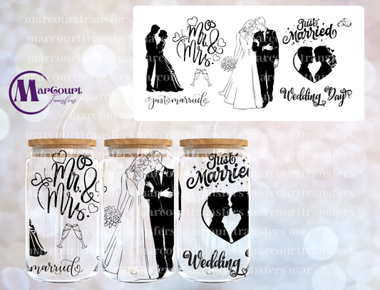 JUST MARRIED-16 0Z-UV DTF CUP WRAP