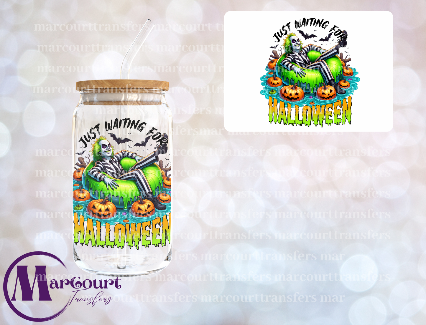 JUST WAITING FOR HALLWEEN BEETLEJUICE-DECAL-UV DTF CUP WRAP