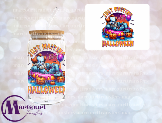 JUST WAITING FOR HALLOWEEN IT CLOWN-DECAL-UV DTF CUP WRAP