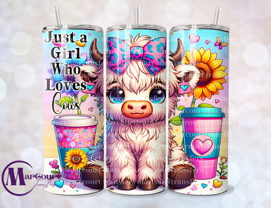 JUST A GIRL WHO LOVES COWS HIGHLAND-SKINNY TUMBLER TRANSFER