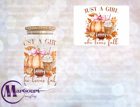 JUST A GIRL WHO LOVES FALL WATERCOLOR-DECAL-UV DTF CUP WRAP