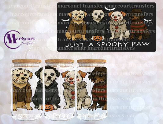 JUST A SPOOKY PAW WHITE WRITING-16 0Z-UV DTF CUP WRAP