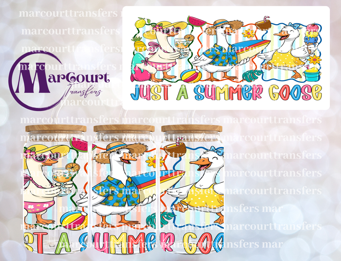 JUST A SUMMER GOOSE-16 0Z-UV DTF CUP WRAP