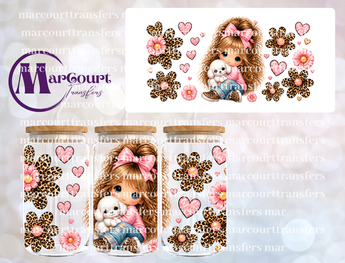 KAWAII GIRL PUPPY-16 0Z-UV DTF CUP WRAP