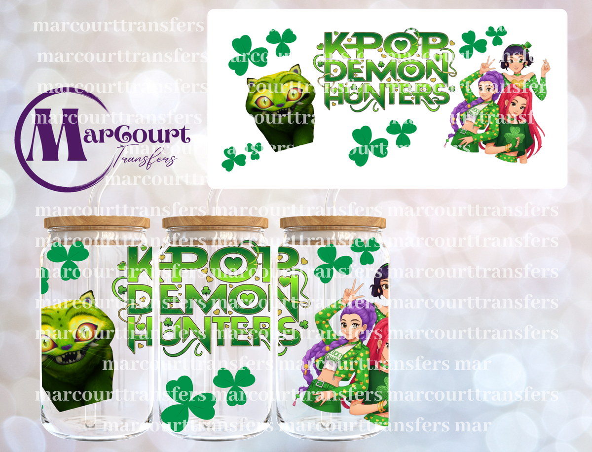 K POP DEMON HUNTERS ST PATRICKS DAY-16 0Z-UV DTF CUP WRAP