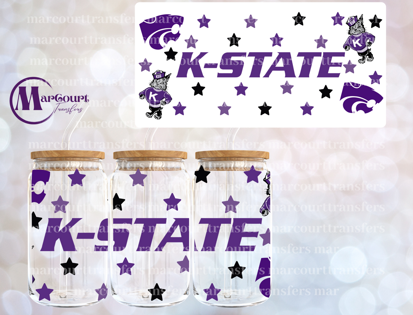 KANSAS STATE-16 0Z-UV DTF CUP WRAP