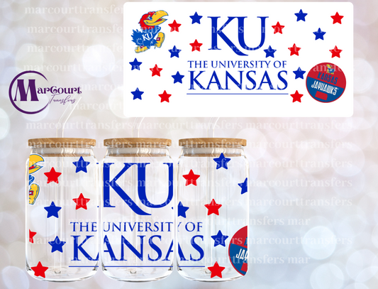 KANSAS UNIVERSITY-16 0Z-UV DTF CUP WRAP